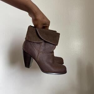 Vintage MUDD Brown Booties‎ Chunky Heel Corduroy Cuff size 6
